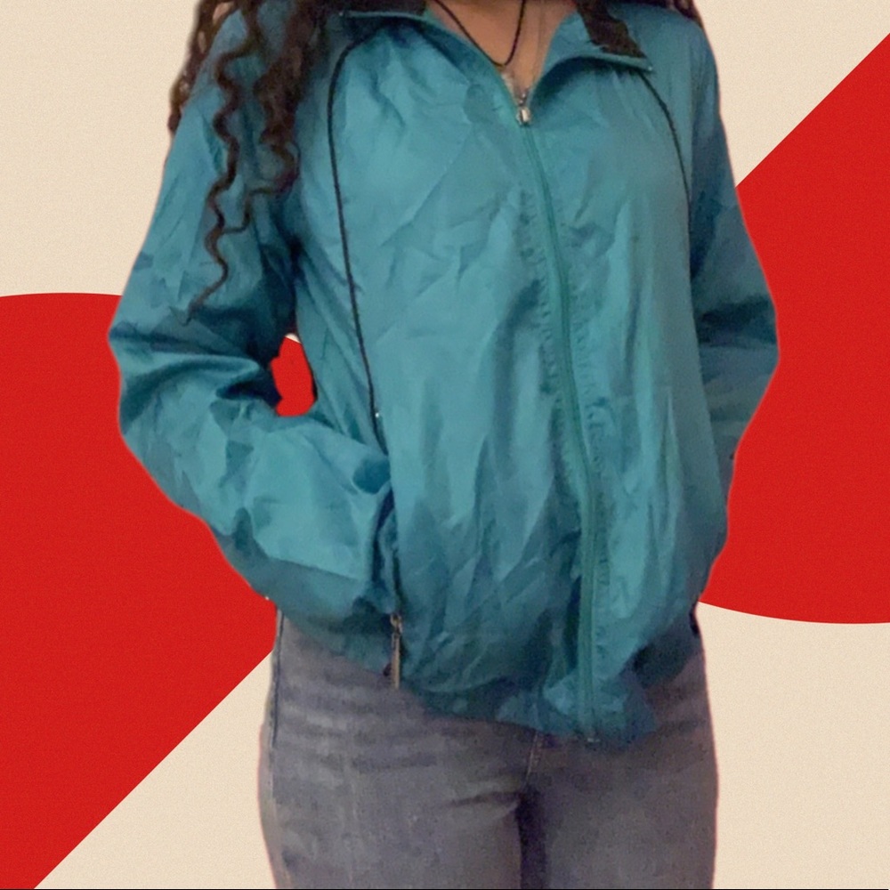 Reflex Women’s  Vintage Blue/teal retro 80s/90s Windbreaker size large